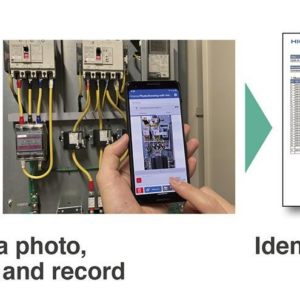 Flowchart showing photo capture, measurement, and reporting for trip location identification.