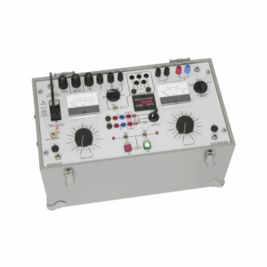 Portable electrical control panel with gauges, knobs, and output terminals