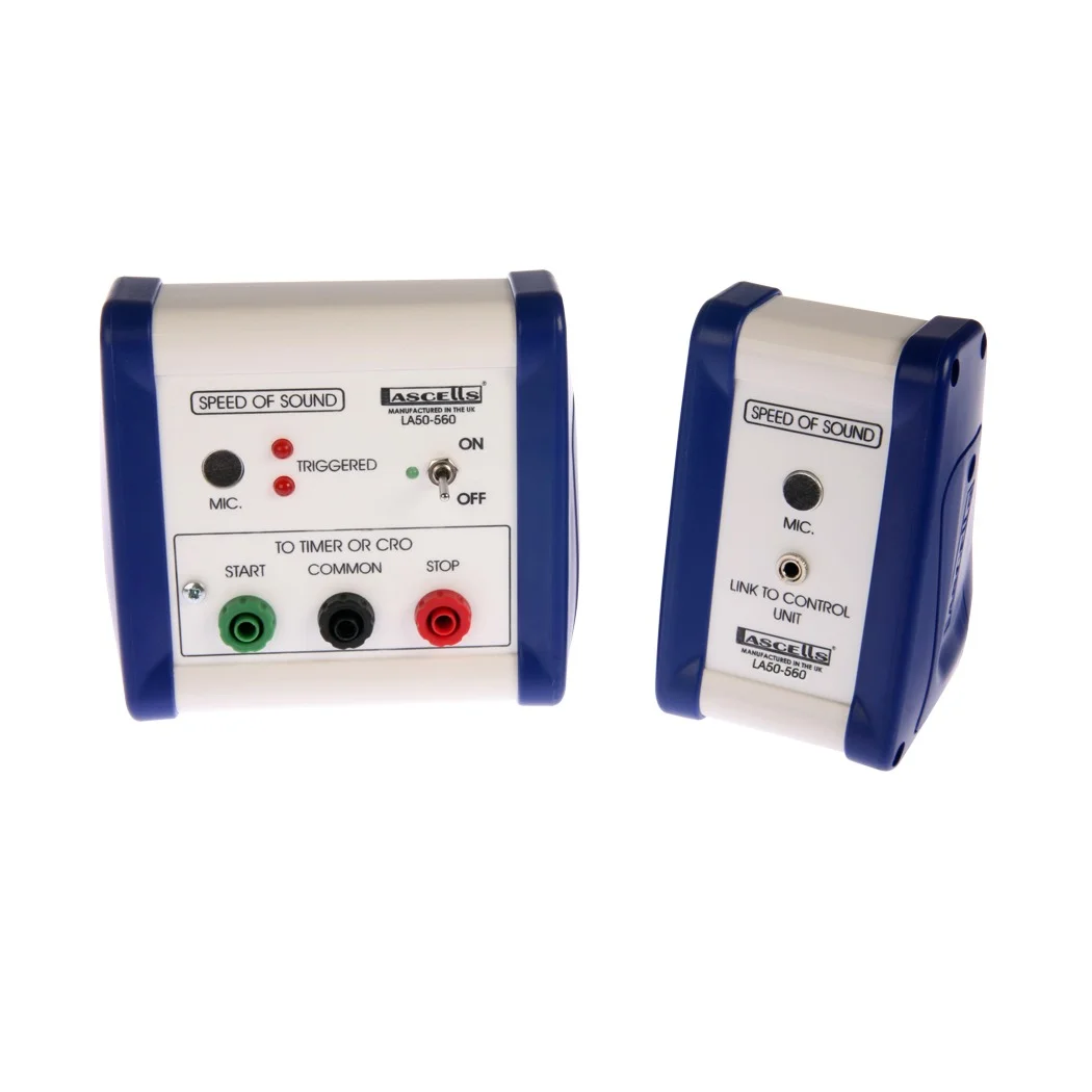 Two speed-of-sound sensor modules with control ports and indicator lights.